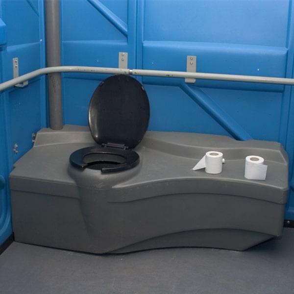 ada/handicap porta potties can be customized to meet certain needs or requirements, such as higher grab bars or different sink heights